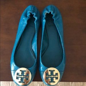 Turquoise Tory Burch Flats